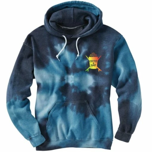 Poseidon Coffee And Surf Tie Dye Hoodie 3 Poseidon Coffee And Surf Tie Dye Hoodie -POSEIDON Shop Poseidon Coffee and Surf Hoodie front