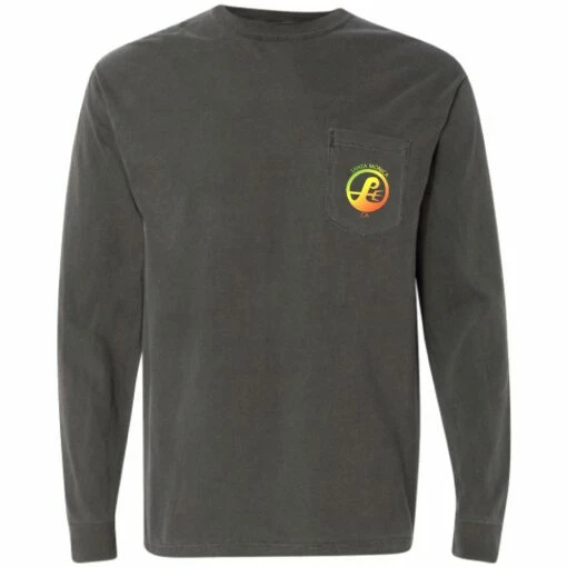 Poseidon Unisex Surf Shop Long Sleeve Tee 8 Poseidon Unisex Surf Shop Long Sleeve Tee -POSEIDON Shop Poseidon Shop Tee Long Sleeve Charcoal Rasta Front
