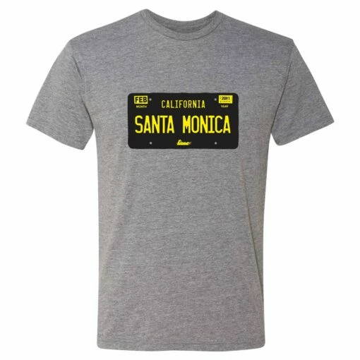 Poseidon Santa Monica License Tee 1 Poseidon Santa Monica License Tee -POSEIDON Shop Poseidon mens CA License Plate heather grey